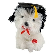 Animated Graduation Dancing Puppy (White, Plays Celebrate, 7 in) Cap Gown Musical Maltese Dog