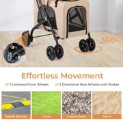 Gymax Double Pet Stroller for 2 Dogs or Cats w/ 2 Detachable Carriers Safety Belt