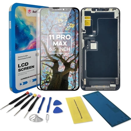 for iPhone 11 Pro Max Screen Replacement Kit,6.5" LCD Display 3D Touch Digitizer Assembly with Repair Tools/Frame Adhesive and Screen Protector Kit (Model A2161, A2220, A2218)