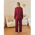 thumbnail image 5 of Ekouaer Satin Pajamas Set Women's Long Sleeve Sleepwear Classic Button Down Loungewear V-Neck Silk Pjs with Pockets, 5 of 7