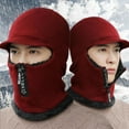 thumbnail image 3 of GROFRY Thermal Hat Zipper Opening Fleece Lining Knitting 2 in 1 Solid Color Men Neck Guard Cap Hat for Sport, 3 of 8