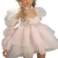 thumbnail image 4 of Women Princess Long Sleeve Puff Dress Mesh Ruffle Square Collar A Line Loose Tulle Mini Dress, 4 of 6