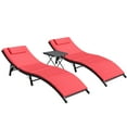 thumbnail image 2 of Devoko Patio Chaise Outdoor Furniture PE Rattan Folding Lounge Chair, Folding Table Set of 3, 350 lb Red, 2 of 7