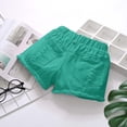 thumbnail image 4 of WAYUTE Girls Shorts Kids Distressed Denim Shorts Elastic Waist Hem Ripped Jean Shorts with Pockets for Summer Daily Wear Casual Outdoor,Green, 4 of 4