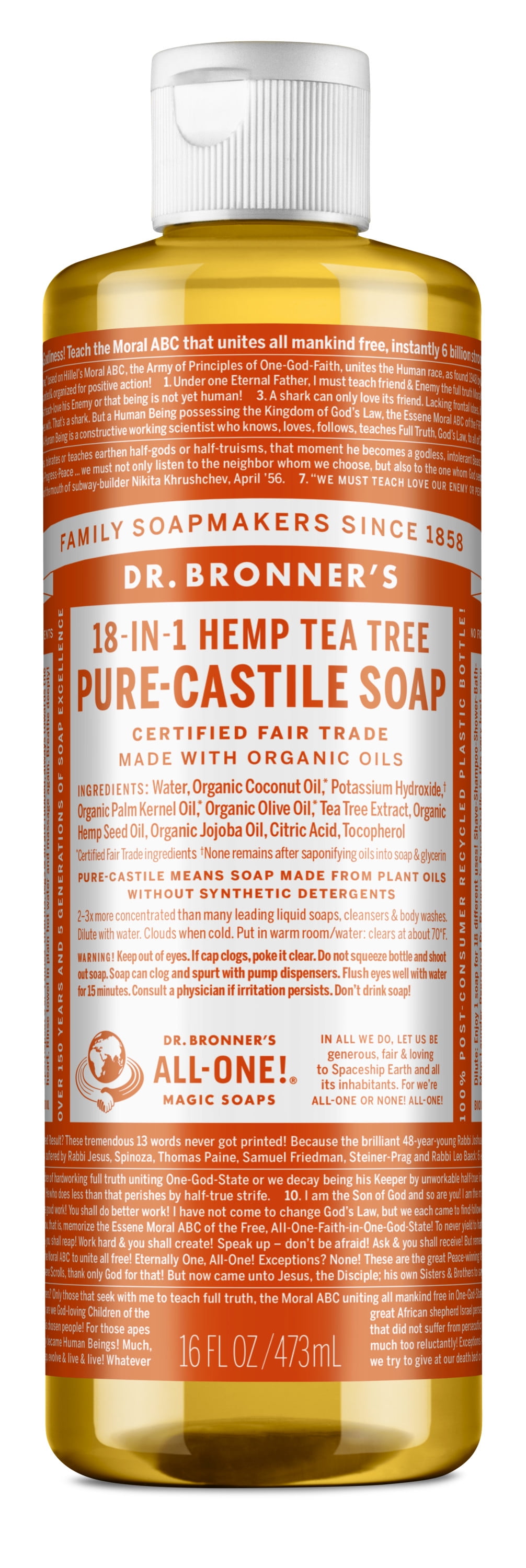Dr. Bronner's Tea Tree PureCastile Liquid Soap 16 oz