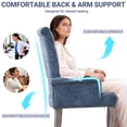 thumbnail image 3 of PAPROOS Upholstered Dining Chairs Set of 4, Chenille Fabric Tufted Dining Room Chair with Curved Solid Wood Legs, Modern Accent Dining Chair with Arm, Armchair for Kitchen, Living Room, Blue, 3 of 9