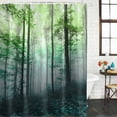 thumbnail image 2 of Teal Green Forest Shower Curtain, Waterproof Shower Curtains for Bathroom, Vintage Foggy Woods Tree Washable Fabric Bathtub Curtain Set Bath Decor with 12 Hooks Long 72"x84", 2 of 8