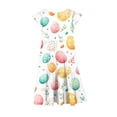 thumbnail image 4 of Cowsor Big Girls Short Sleeve Round Neck Ruffle Cap Sleeve Dress Easter Print Waist Cinched Design with Pockets Layered Summer Outfit for 4 to 15 Years Old Holiday, 4 of 5