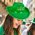 thumbnail image 6 of St. Patrick's Day Green Four-Leaf Clover Cowboy Hat, Green Velvet Hat for Adult, Party Accessories and Christmas Tree Topper Hat, 6 of 7
