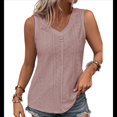 thumbnail image 1 of Camiseta Sin Mangas para Mujer, Conjuntos de Verano, Camisetas con Cuello en V, Camisetas Modernas con Ojales, Ropa Básica de Playa Sin Mangas Gris Rosado Pálido 5XL, 1 of 7