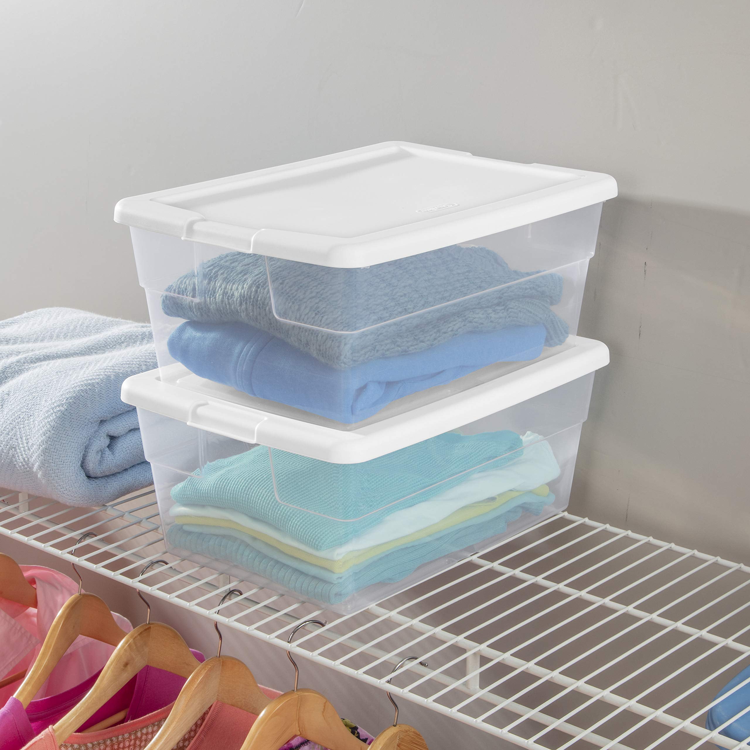 Sterilite 16 Quart Clear Plastic Tote Box Storage with Lid - Durable, Stackable Organizer for Clothes, Shoes, Pantry - Classroom & Supply Organization