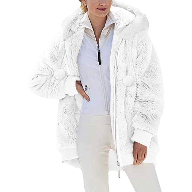 Veste Réversible Grande Taille Femme Chaude à Capuche Zippée Manteau Coréen Mode Confortable Couleur Unie