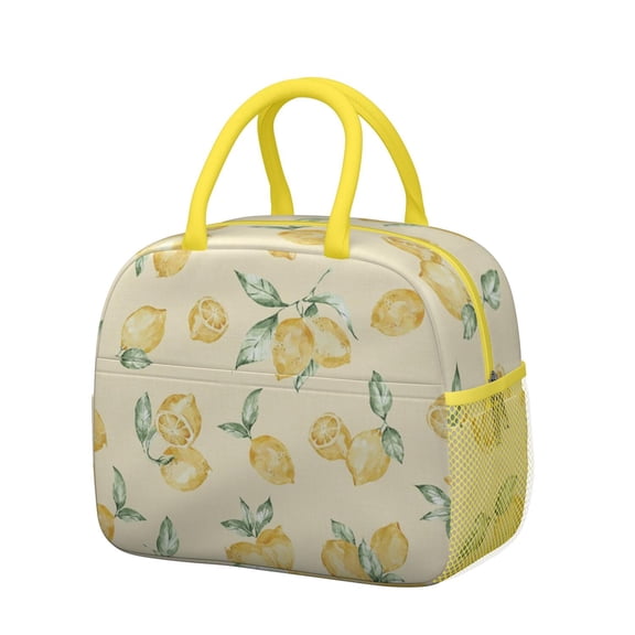 Lunch Bag Lunch Box for Women Reusable Insulated Lunch Bags,Water-Resistant Watercolor Lemon Cooler Lunch Tote Bag, Large Capacity for Work Travel Picnic