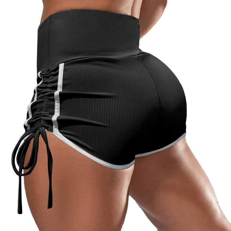 adviicd Petite Short Pants For Women Yoga Leggings Womens Yoga Booty Shorts  Printed Dance Sport Workout Hot Pants Plus Size Lounge Wear Briefs Black
