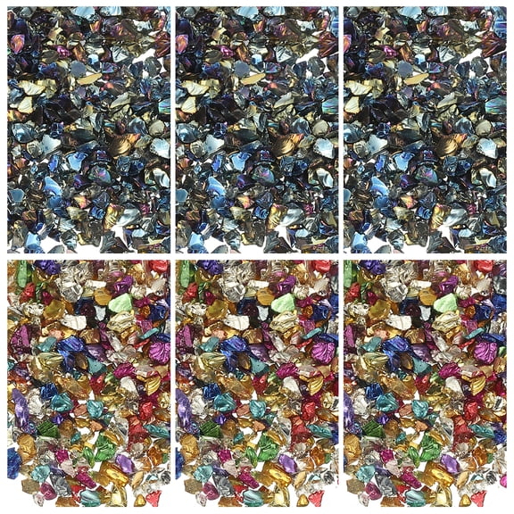 6 Colors Crushed Glass Chips, 1-3mm Irregular Glitter 32g, Multicolor