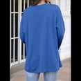 thumbnail image 4 of Blusas de Mujer de Larga con Cuello en V, Túnicas Casuales, Camisas Básicas, Blusas Holgadas Azul Real S, 4 of 7