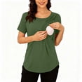 thumbnail image 2 of RongHuan Women's Maternity Shirts Short Sleeve Split Hem Pregnancy Tops Comfy Crew Neck T Shirt, 2 of 8