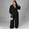 thumbnail image 5 of AURA Women Plus Size Jumpsuit Loose Fit High Waist Belted Casual Wide Leg Long Pants Outfit, 5 of 7