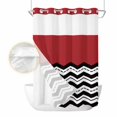 thumbnail image 2 of Black White Chevron No Hook Shower Curtain Waterproof, Bathroom Curtains with Snap in Liners and See Through Top Window, Geometric Red Sea Wavy Striped Hotel Style Bathtub Curtains Shower 72"Wx84"L, 2 of 8
