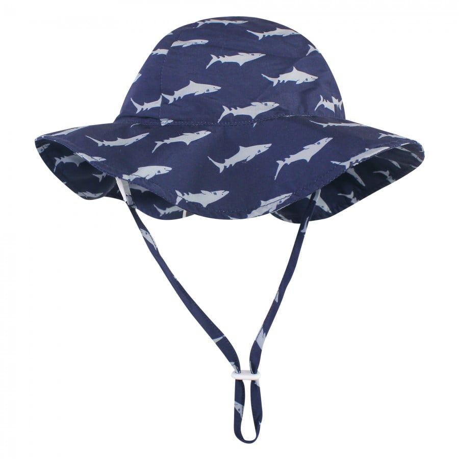 GAP Baby Boys Size 6-12 Months Blue White Shark Knit Baseball Sun Beach Hat 
