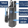 Superior Pump 92330 1/3 HP Thermoplastic Sump Pump with Tethered Float Switch