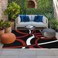 thumbnail image 2 of Red Geometric Outdoor Rug for Patio/Deck/Porch, Non-Slip Large Area Rug 5 x 8 Ft, Vintage Abstract Stripes Aesthetic Art Indoor Outdoor Rugs Washable Area Rugs, Reversible Camping Rug Carpet Runner, 2 of 8