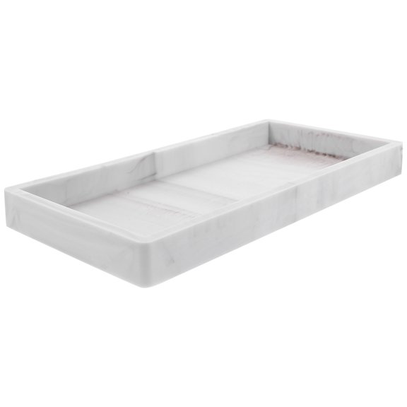 Luxshiny Bathroom Counter Tray White Silicone Decorative Vanity Tray for Jewelry Makeup Storage