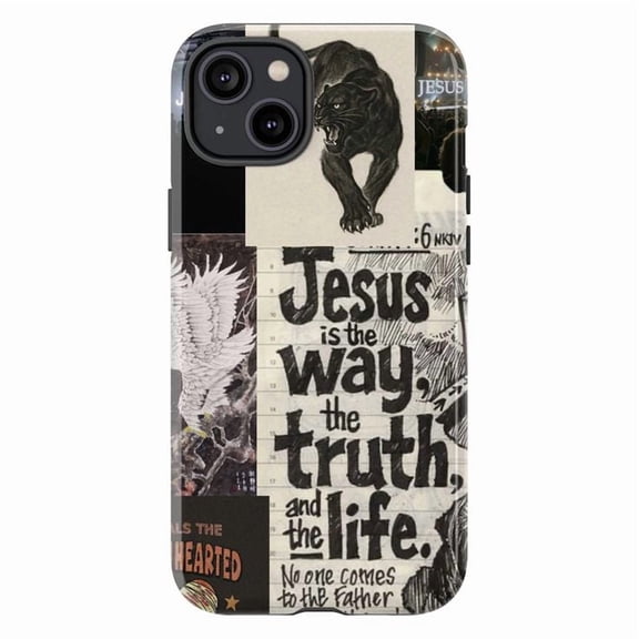 Jesus Is the Way the Truth and the Life Bible Verse Phone Case, Christian Panther Collage iPhone Cover for iPhone 17 16 15 14 13 12 11 Pro Max Plus Mini