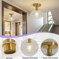 thumbnail image 2 of Deyidn 7.99-inch Gold Modern Semi-Flush Ceiling Light with Clear Glass Shade for Living Room - Creates a Warm Glow and Elevates Your Decor, 2 of 11