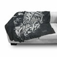 thumbnail image 3 of Zodiac Soft Flannel Fleece Throw Blanket, Head Shape of Astrological Leo Portrait Swirling Flower Branches Image Print, Cozy Plush for Indoor and Outdoor Use, 70" x 90", Blue Grey, by Ambesonne, 3 of 6