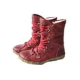 thumbnail image 4 of TMA EYES Snake-Embossed Leather and PU Upper Faux Fur Lining Short Flat Boot for Women, 4 of 6
