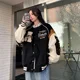 thumbnail image 3 of -Chaqueta Bomber Vintage para mujer, chaquetas de béisbol universitarias Harajuku, uniforme universitario de moda coreana, ropa de calle de gran tamaño Y2k, 3 of 5