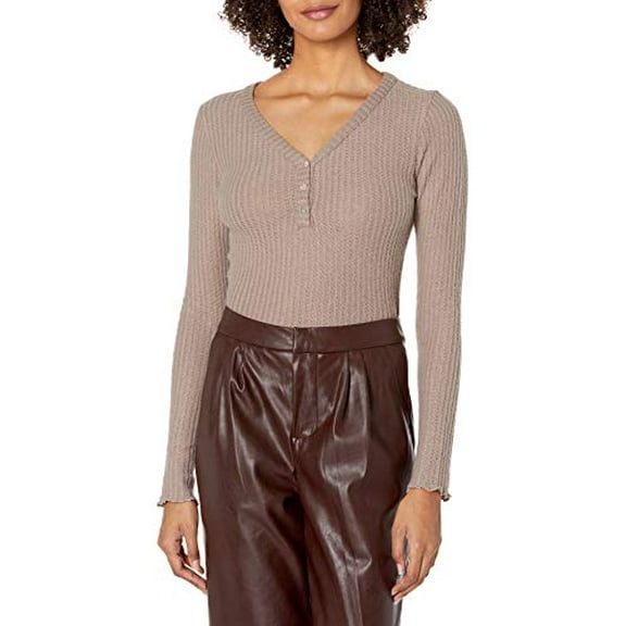 KENDALL   KYLIE Women's Button Front Long Sleeve Top, Charcoal Gray Plus Size 2X