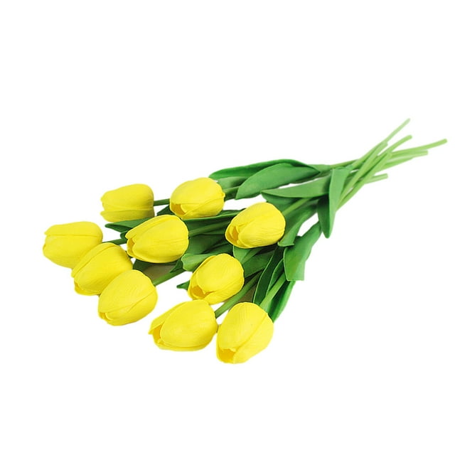 Naiovety 10X flores artificiales PU flores falsas ramo flores boda interior vívido hogar florero accesorios Decoración Decoración Amarillo