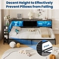 thumbnail image 2 of Lusimo Twin Corner Bed Frame with Bookcase Storage and LED Lights & Charging Station, Metal Platform Bed Frame with Storage Drawers Underneath for Bedroom, Gray, 2 of 12