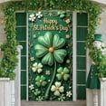 thumbnail image 3 of Green Hat St. Patrick's Day Banner Shamrock Pattern Clover Backdrop Orange Green Bow Tie Theme Background for St. Patrick's Day Party Irish Festival Celebration Photo Shoot, 3 of 9