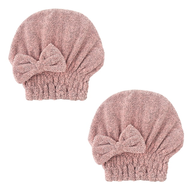 Gorro de toalla para el cabello de microfibra, paquete de 2 toallas para el cabello para mujer