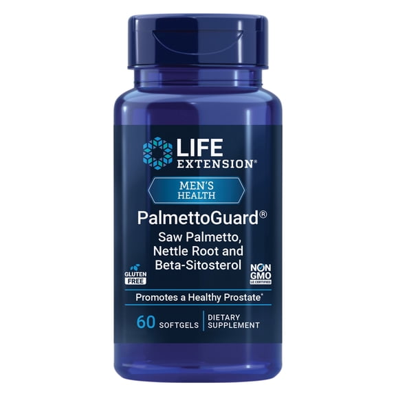 Life Extension PalmettoGuard® Saw Palmetto, Nettle Root and Beta-Sitosterol - Supports Healthy Prostate Function & Hormone Metabolism - Gluten-Free, Non GMO - 60 Softgels