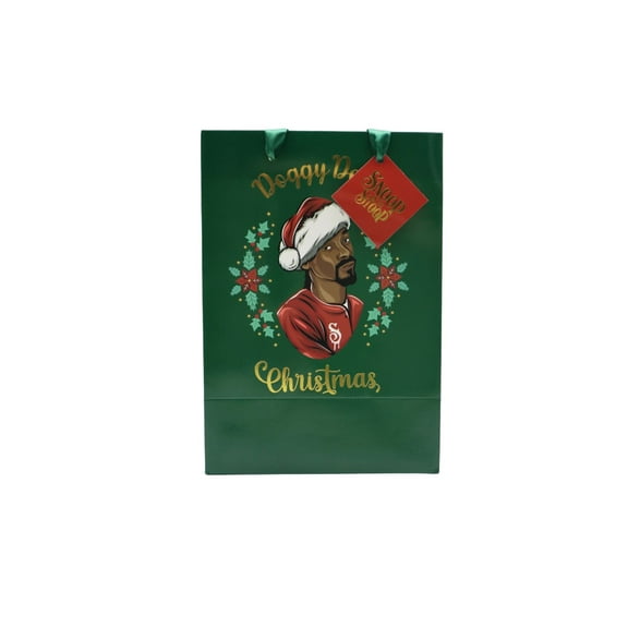 Snoop Dogg Doggy Dogg Christmas Green Paper Gift Bag, 10"