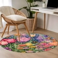 thumbnail image 4 of Round Rugs 4Ft, Red Yellow Floral Round Area Rug Washable Indoor Throw Carpet, Spring Lavender Leaves Botanical Pastoral Soft Non Slip Circle Rug for Kitchen Nursery Room Home Decor Aesthetic, 4 of 8