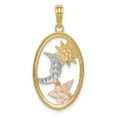 thumbnail image 4 of 14K Tri-Color Gold Charm Pendant 29 mm 14 Yellow & Rose With Rhodium Sun, Moon Star Oval, 4 of 4