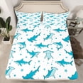 thumbnail image 2 of Feelyou Marine Shark Animal Twin Sheet Sets, Cartoon Stars Kid Bedding, 3 Pieces, 2 of 7