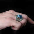 thumbnail image 4 of Roarsilver Azurite Stone Silver Man Ring-925k Silver Mens Ring-Handmade Mens Ring-Silver Rings for Men and Women-Natural Azurite Stone Ring | 14, 4 of 5