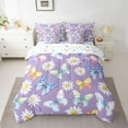 thumbnail image 2 of Homewish Dreamy Purple Butterfly Bedding Comforter Set 7 Pieces for Kids, Kawaii Cartoon Animal Full Bedding Set, Rustic Groovy Flower Reversible Fitted Sheet Flat Sheet, Ultra Soft Bedroom Decor, 2 of 7