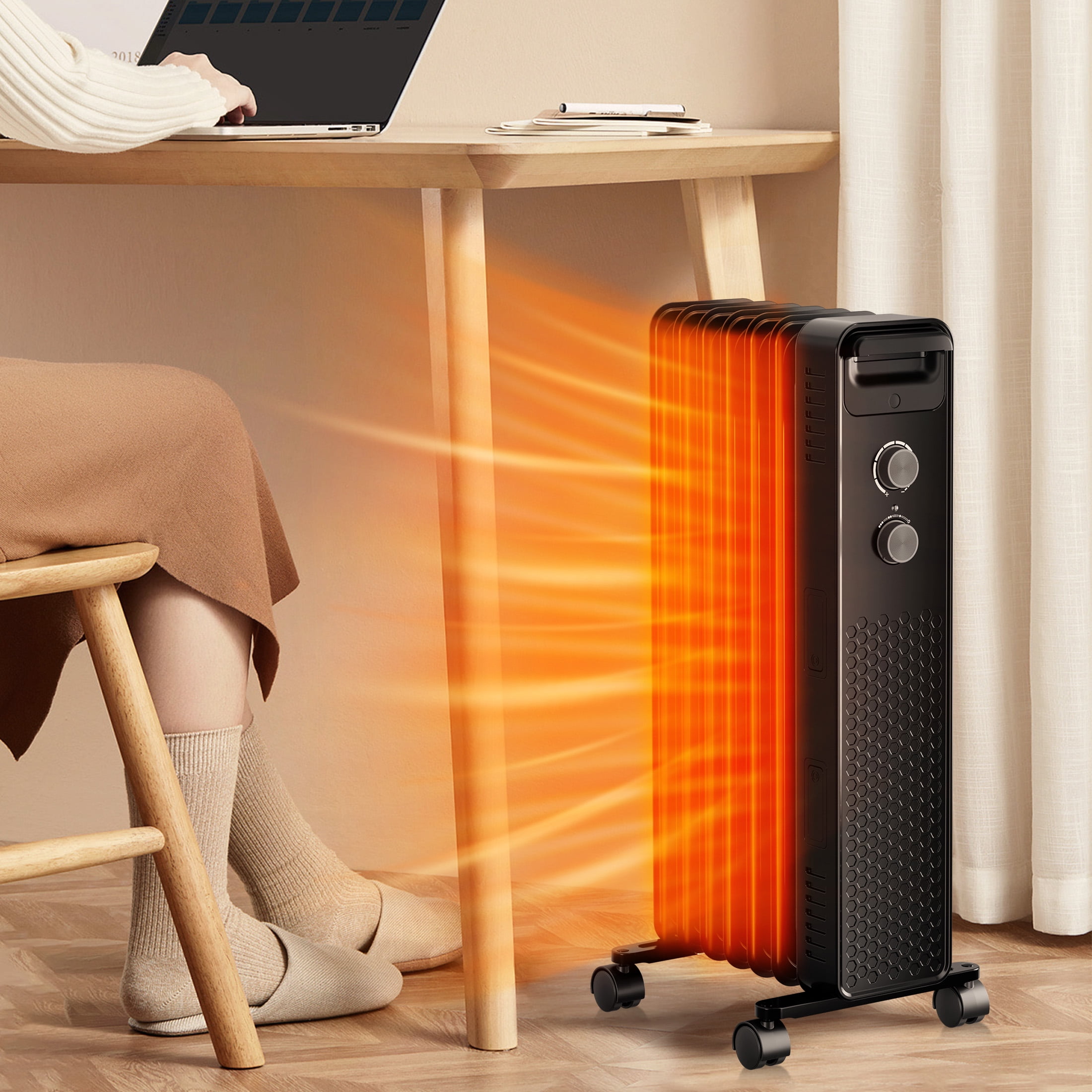 KissAir Electric Oil Filled Radiator Space Heater, Heat Settings