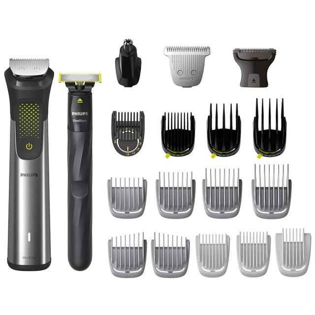 Philips Multigroom Series 9000, Recortadora todo en uno, Kit 20 en 1 Para Cara, Pelo, Orejas, Nariz y Cuerpo,120min de uso, En Seco y Húmedo, Recargable, incluye Philips OneBlade, MG9555/15