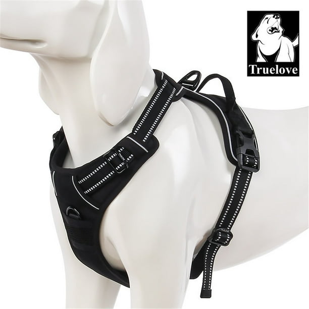 Truelove Soft Front Dog Harness Best Reflective No Pull Harness With Handle And Two Leash Attachments Black L Walmart Com Walmart Com