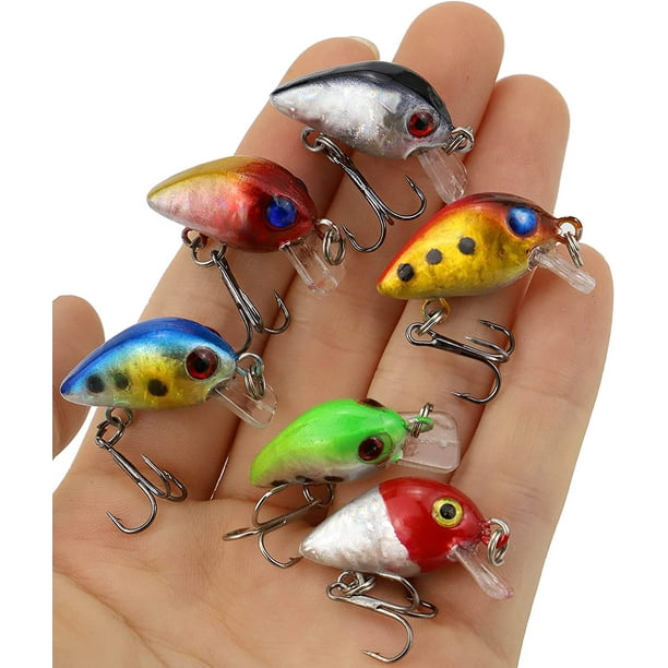 Small Crankbait Lures Crank Baits 6Pcs for Bass Fishing Topwater Micro  Crankbaits for Trout Catfish Walleye Striper Musky Crappie Panfish Perch  Wobbler, 1.2inch Swimbaits Hard Lures 