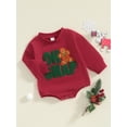 thumbnail image 3 of Baby Girls Boys Sweatshirts Rompers Christmas Clothes Letter Gingerbread Man Embroidered Long Sleeve Fall Bodysuits, 3 of 8