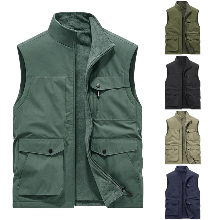 WREESH Fashion Vest Men'S Work Clothes Jacket Solid Color Stand